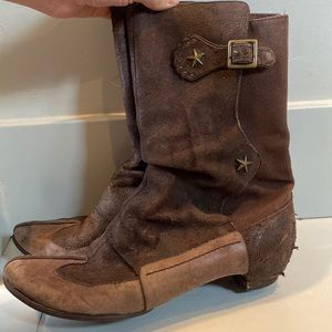 DIESEL cowgirl boots! Vintage! Real leather + canvas with brass details